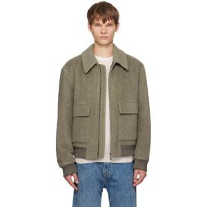 보스 재킷 카키 레귤러 핏 헤링본 패턴 재킷 252085M180015