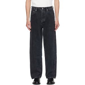 겐조 청바지 블랙 겐조 파리 보탄 루즈 핏 데님 진 252387M186003