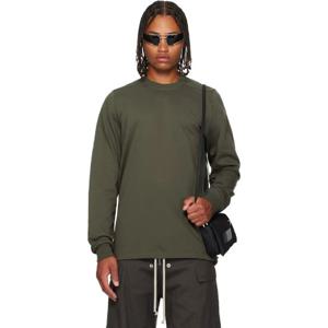 릭오웬스 스웨트셔츠 카키 콘코르디안 쇼트 크루넥 LS 티셔츠 252232M204007