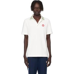 카사블랑카 폴로셔츠 오프 화이트 클래식 로렐 피케 폴로 셔츠 252195M212006