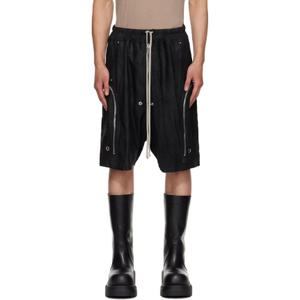 릭오웬스 반바지 블랙 콘코르디안 바우하우스 벨라 가죽 쇼츠 252232M193061