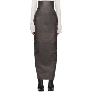 릭오웬스 롱스커트 그레이 콘코르디안 더트 필라 가죽 맥시 스커트 252232F093009
