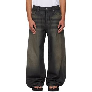 알렉산더왕 청바지 블랙 가죽 룩 릴랙스 데님 진 252187M186002