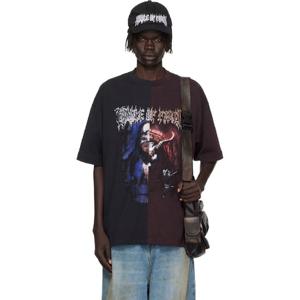 베트멍 티셔츠 블랙   버건디 크레이들 오브 필스 컷업 오버사이즈 티셔츠 252669M213048