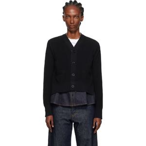 사카이 가디건 블랙   네이비 데님 니트 가디건 252445F095000