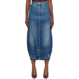 베트멍 롱스커트 블루 더블 데님 미디 스커트 252669F093000
