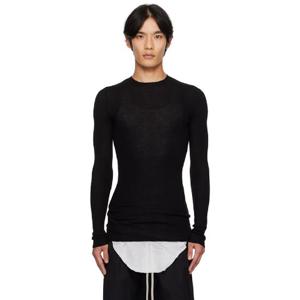릭오웬스 티셔츠 블랙 콘코르디안 골지 라운드넥 스웨터 252232M201012