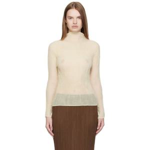 이세이미야케 터틀넥 오프 화이트 쉬폰 트위스트 3 탑 252809F099006
