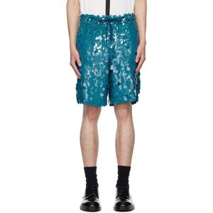 드리스반노튼 반바지 블루 비스코스 쇼츠 252358M193018