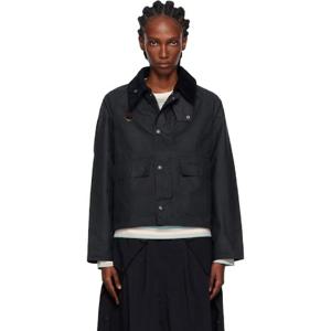 바버 재킷 네이비 스페이 슬림 왁스 재킷 252390F063000