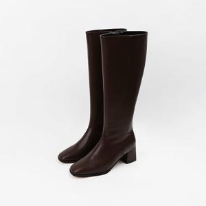 [신난다슈] 여성 롱부츠 5cm 여자 롱 부츠힐 발편한 통굽 미들힐 슬림핏 AG257305 브라운