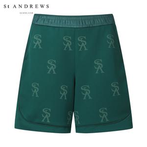 [세인트앤드류스] 여성 엠보 로고 프린트 밴딩 트레이닝 하프팬츠 821C1PS365_GN