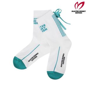 마스터바니  (421E3SC103) 여성 배색 자카드 리본 논슬립 중목 양말