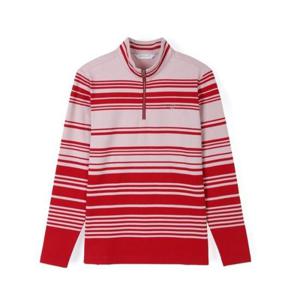 그린조이 HC12 여성 멀티 스트라이프 반집업 티셔츠 GF25KL26W(딥레드)