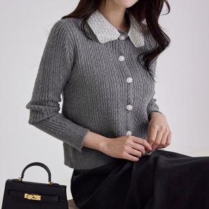 [한정수량] [모리스커밍홈] 둥근 비즈카라 꽈배기 가디건_M2510CD617C