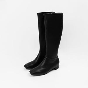 [신난다슈] 여성 롱부츠 3cm 여자 플랫 부츠 소가죽 발편한 쿠션 통굽 슬림핏 GDR25825 블랙