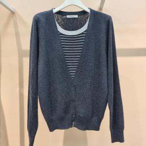 Destijl HC34 신축성좋은 단가라배색 앞오픈형 니트 가디건 D2533cd08