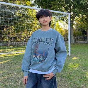 [오션스카이] 남아 기모 피그먼트 그래픽 맨투맨 티셔츠-EFJB5131D0H