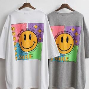 빅사이즈 나염 반팔티 박시 의류 306O347S 스마일 빅