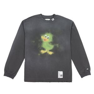 미하라 야스히로 프린팅 디스트레스드 티셔츠 J13LT731 BLACK