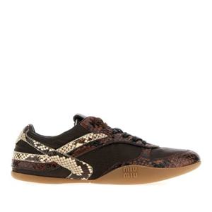 미우미우 믹스드 소재 레이스업 로우탑 스니커즈 5E428EFB0053Z