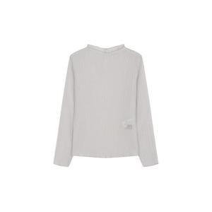 [르샵]25l3l32wbl010u자수패치 하이넥 플리츠 긴팔 블라우스_CJ