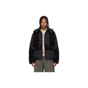 사카이 패딩 블랙 코듀로이 다운 재킷 252445M178004
