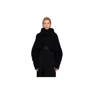 사카이 터틀넥 블랙 울 니트 터틀넥 탑 252445F099000