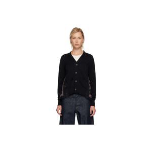 사카이 가디건 블랙 페이즐리 프린트   코튼 니트 가디건 252445F095007