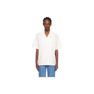 마린세르 셔츠 오프 화이트 리사이클 하우스홀드 리넨 S S 볼링 셔츠 252020F109000