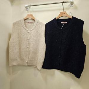 스테파니 HC07 콩단추 반짝이 베스트 A25SW5416