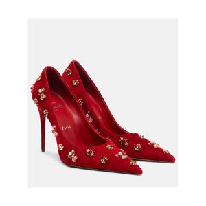 크리스찬루부탱 Mix Kate 100 임벨리시드 스웨이드 펌프스 P01082567