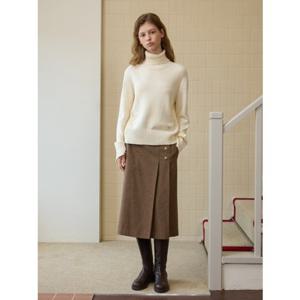 [올리브데올리브] OW5WSA39 장식 단추 A라인 미디 스커트