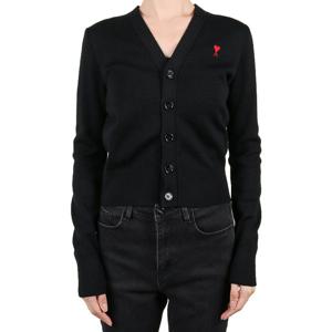 아미 25FW 여성 하트로고 울 가디건 블랙 FKC374 001 009