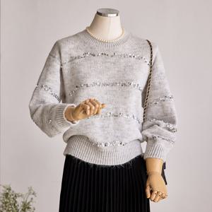 [한정수량] [커스텀에이블] 스팽글 라인 루즈핏 니트_T2511KN159D