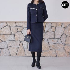 [한정수량] [모리스커밍홈] [55-77]코코 라이닝 모직 자켓+스커트 셋업_M2511SE070D