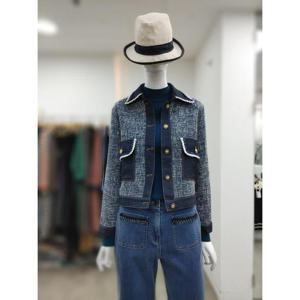 SI 세이브존04 데님 배색 트위드 크롭 자켓 SJJ1101610BL