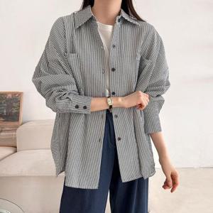 빅사이즈 502 주름스트라이프포켓셔츠 DART784