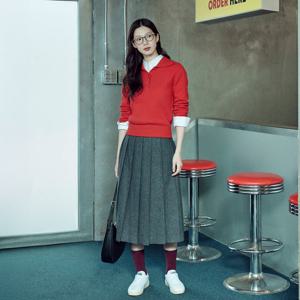 [라코스테공식] 여성 울 플리츠 미디스커트 JF427E-55N 050