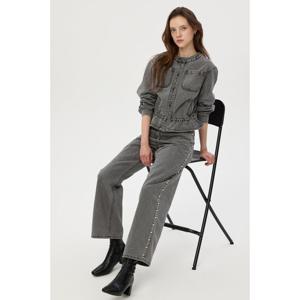 질스튜어트 뉴욕 여성 25FW 그레이 사이드 비즈장식 면 데님팬츠 JSPA5D260G1