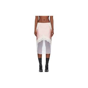 질샌더 스커트 핑크 새틴 미디 스커트  252249F092012