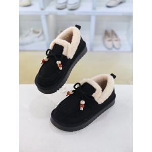 [코디엘루]스웨이드 리본장식 퍼안감 로퍼 2.5cm CDMD500955