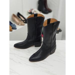 여성 하프부츠 미들굽 통부츠 웨스턴부츠 4.5cm HS879