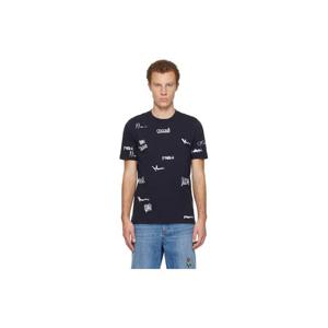 마르니 티셔츠 네이비 멀티그램 마르니 프린트 코튼 티셔츠 252379M213009