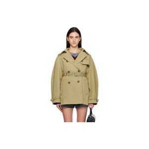 가니 트렌치코트 카키 헤비 트윌 미디 트렌치 코트 252144F063008