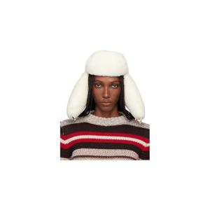 마르니 비니 오프 화이트 시어링 에비에이터 모자 252379F014002