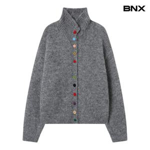 [BNX] 컬러믹스 버튼 울 하이넥 니트 가디건 (BX4CD045L0)