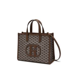 [쇼핑백동봉] H 레더 패치 시그니처 패턴 카키 토트 겸 숄더백 M HIBA6E118K2