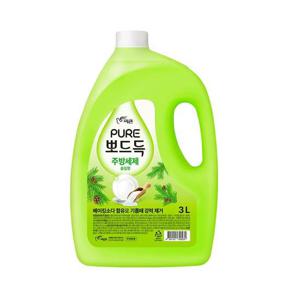 피죤)퓨어 뽀드득 주방세제 3L 용기(솔잎향) 식기 과일 야채 조리기구 주방세제 유해성분무첨가 무자극피부 솔잎향 퓨어 촉촉 보습 강력한세정력