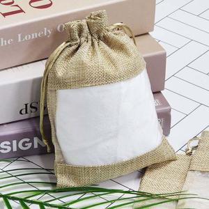 린넨 파우치 M 스트링 복 주머니 투명 화장품 면